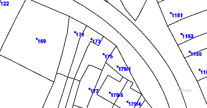 Parcela st. 175 v KÚ Brodek u Přerova, Katastrální mapa