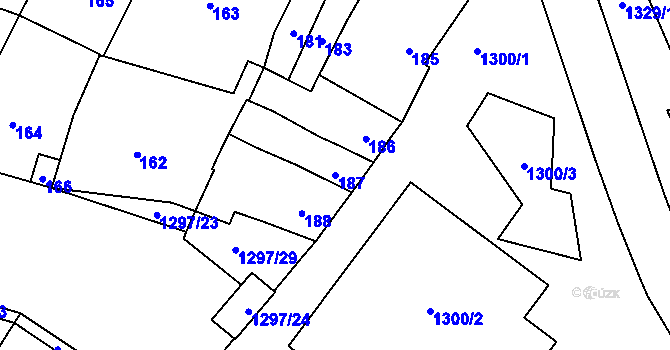 Parcela st. 187 v KÚ Brodek u Přerova, Katastrální mapa