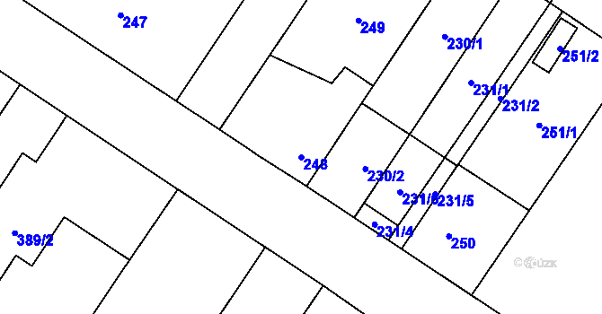 Parcela st. 248 v KÚ Brodek u Přerova, Katastrální mapa