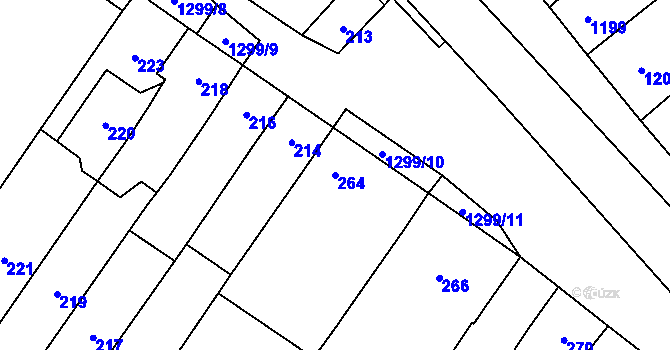 Parcela st. 264 v KÚ Brodek u Přerova, Katastrální mapa