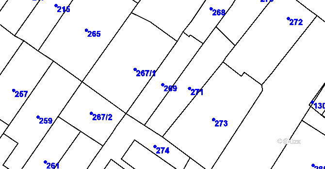 Parcela st. 269 v KÚ Brodek u Přerova, Katastrální mapa