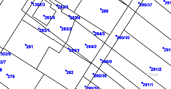 Parcela st. 284/2 v KÚ Brodek u Přerova, Katastrální mapa
