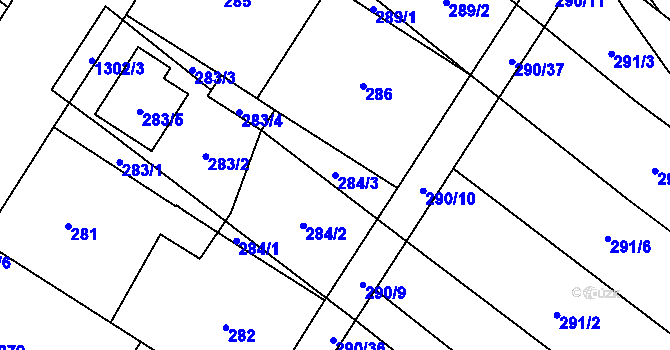 Parcela st. 284/3 v KÚ Brodek u Přerova, Katastrální mapa