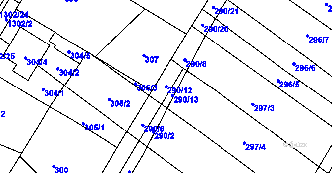 Parcela st. 290/12 v KÚ Brodek u Přerova, Katastrální mapa