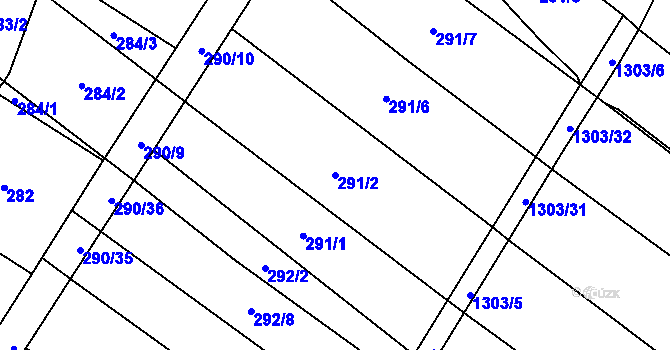 Parcela st. 291/2 v KÚ Brodek u Přerova, Katastrální mapa