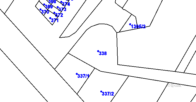 Parcela st. 338 v KÚ Brodek u Přerova, Katastrální mapa