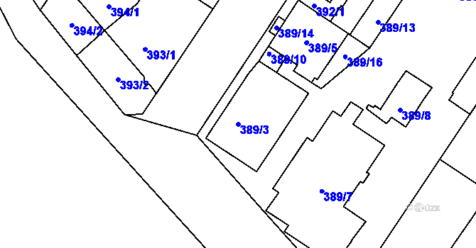 Parcela st. 389/3 v KÚ Brodek u Přerova, Katastrální mapa