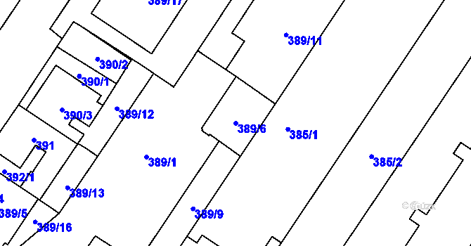 Parcela st. 389/6 v KÚ Brodek u Přerova, Katastrální mapa