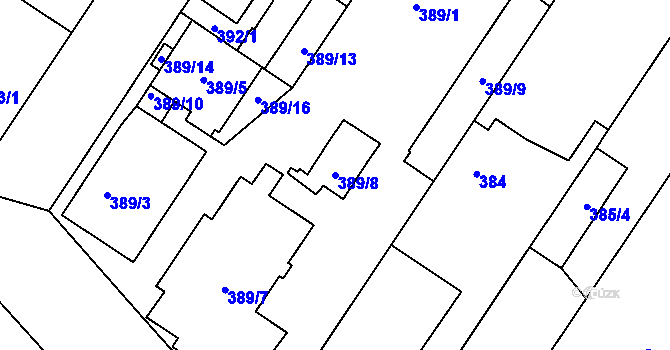 Parcela st. 389/8 v KÚ Brodek u Přerova, Katastrální mapa