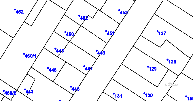 Parcela st. 449 v KÚ Brodek u Přerova, Katastrální mapa