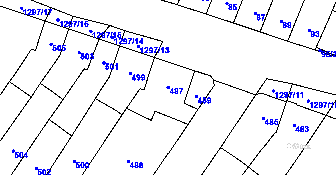 Parcela st. 487 v KÚ Brodek u Přerova, Katastrální mapa