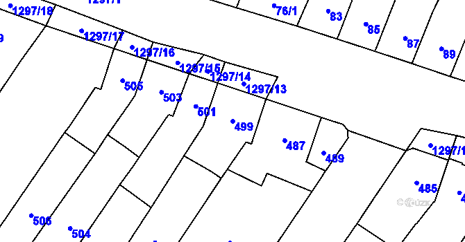 Parcela st. 499 v KÚ Brodek u Přerova, Katastrální mapa