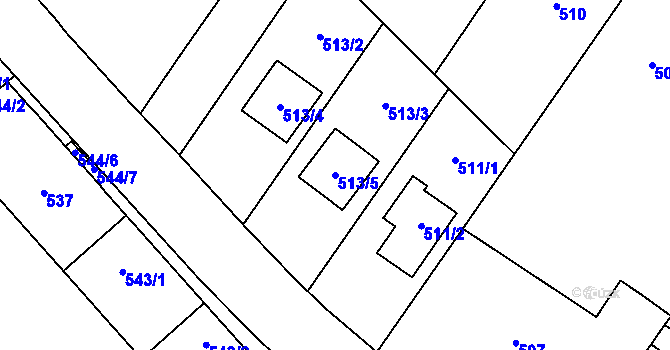 Parcela st. 513/5 v KÚ Brodek u Přerova, Katastrální mapa