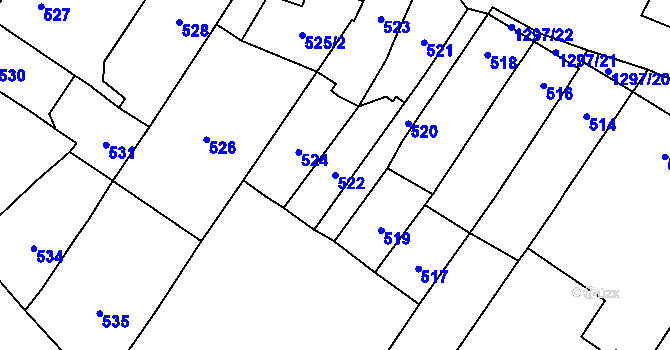 Parcela st. 522 v KÚ Brodek u Přerova, Katastrální mapa