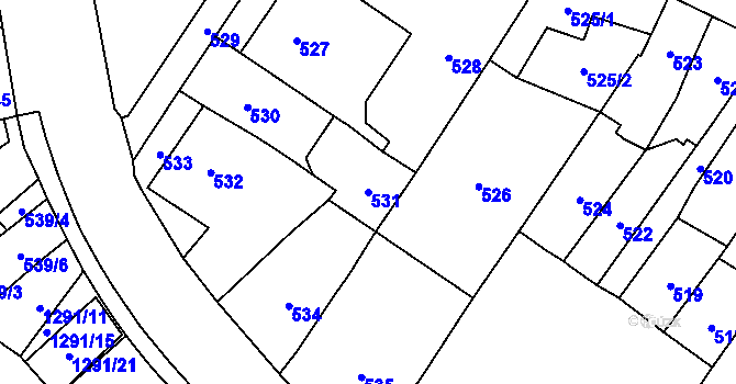 Parcela st. 531 v KÚ Brodek u Přerova, Katastrální mapa