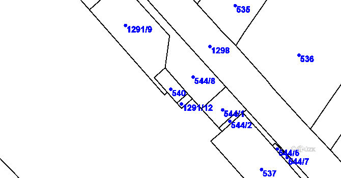 Parcela st. 540 v KÚ Brodek u Přerova, Katastrální mapa