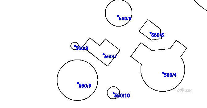 Parcela st. 560/7 v KÚ Brodek u Přerova, Katastrální mapa