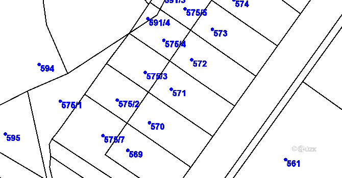 Parcela st. 571 v KÚ Brodek u Přerova, Katastrální mapa