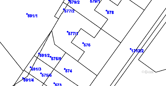 Parcela st. 576 v KÚ Brodek u Přerova, Katastrální mapa