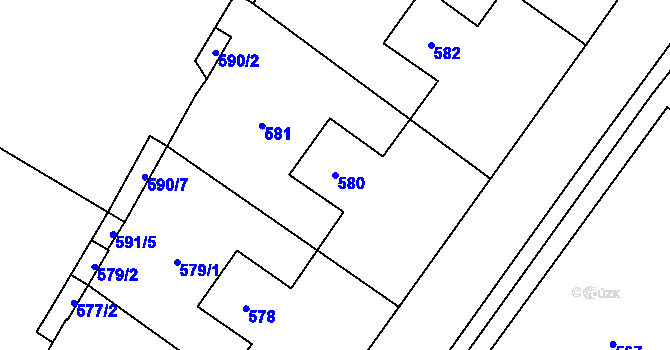 Parcela st. 580 v KÚ Brodek u Přerova, Katastrální mapa