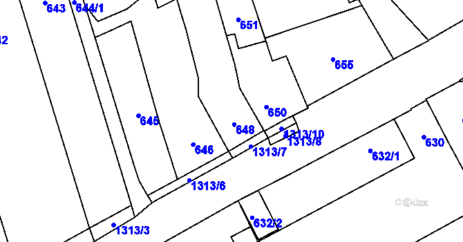 Parcela st. 648 v KÚ Brodek u Přerova, Katastrální mapa