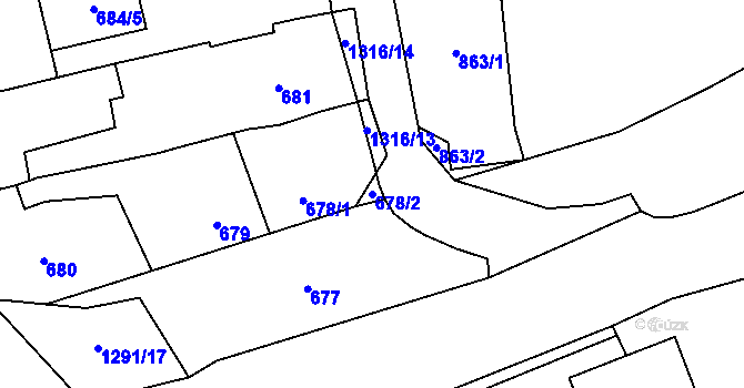 Parcela st. 678/2 v KÚ Brodek u Přerova, Katastrální mapa