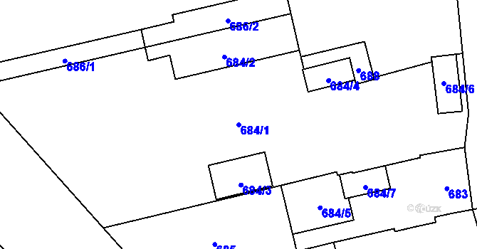 Parcela st. 684/1 v KÚ Brodek u Přerova, Katastrální mapa