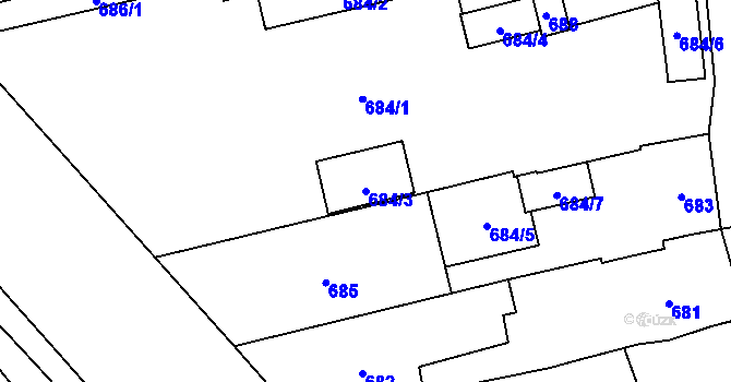 Parcela st. 684/3 v KÚ Brodek u Přerova, Katastrální mapa