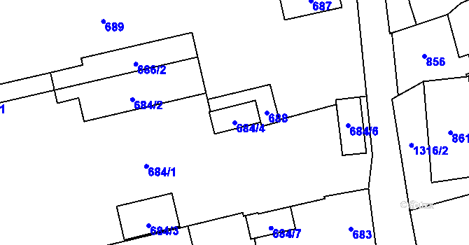 Parcela st. 684/4 v KÚ Brodek u Přerova, Katastrální mapa