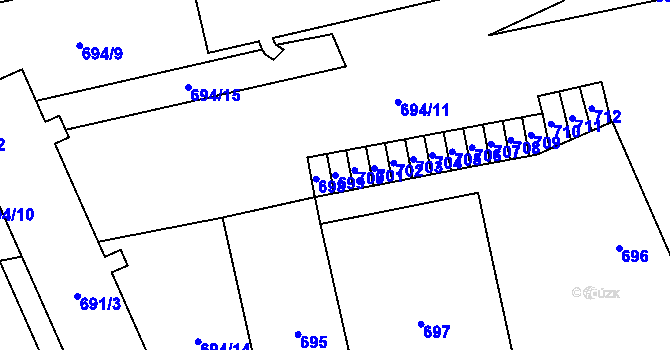 Parcela st. 699 v KÚ Brodek u Přerova, Katastrální mapa