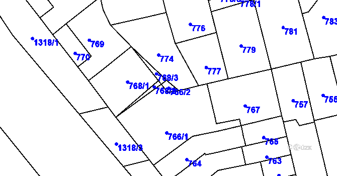 Parcela st. 766/2 v KÚ Brodek u Přerova, Katastrální mapa