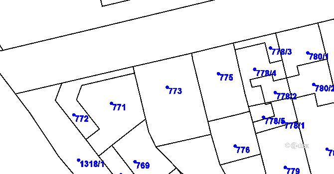 Parcela st. 773 v KÚ Brodek u Přerova, Katastrální mapa