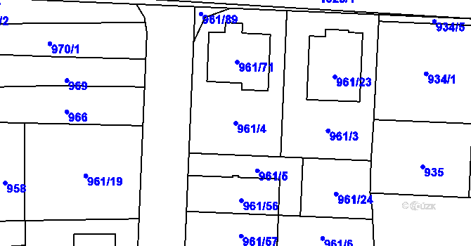 Parcela st. 961/4 v KÚ Brodek u Přerova, Katastrální mapa