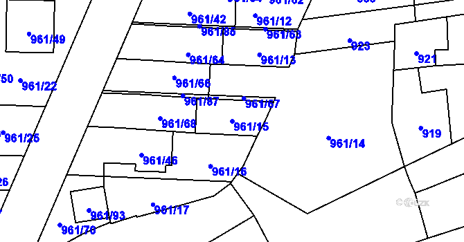 Parcela st. 961/15 v KÚ Brodek u Přerova, Katastrální mapa