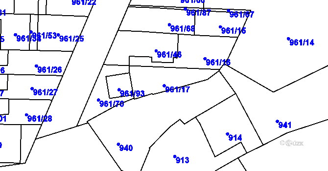 Parcela st. 961/17 v KÚ Brodek u Přerova, Katastrální mapa