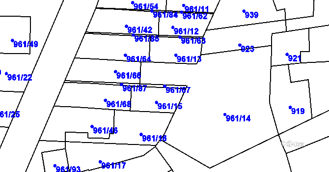 Parcela st. 961/67 v KÚ Brodek u Přerova, Katastrální mapa