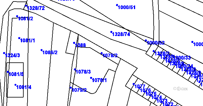Parcela st. 1078/2 v KÚ Brodek u Přerova, Katastrální mapa