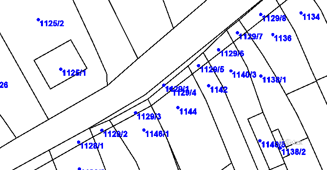 Parcela st. 1129/1 v KÚ Brodek u Přerova, Katastrální mapa