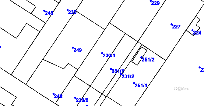Parcela st. 230/1 v KÚ Brodek u Přerova, Katastrální mapa