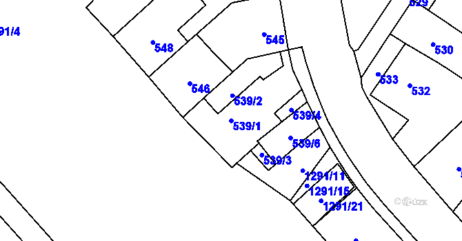 Parcela st. 539/1 v KÚ Brodek u Přerova, Katastrální mapa