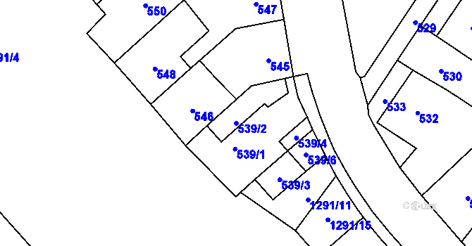 Parcela st. 539/2 v KÚ Brodek u Přerova, Katastrální mapa