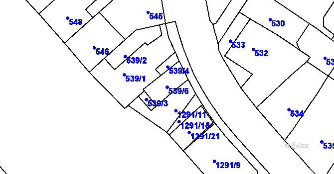 Parcela st. 539/6 v KÚ Brodek u Přerova, Katastrální mapa