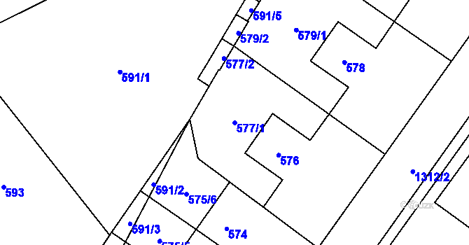 Parcela st. 577/1 v KÚ Brodek u Přerova, Katastrální mapa