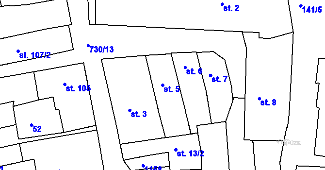 Parcela st. 5 v KÚ Broumov, Katastrální mapa