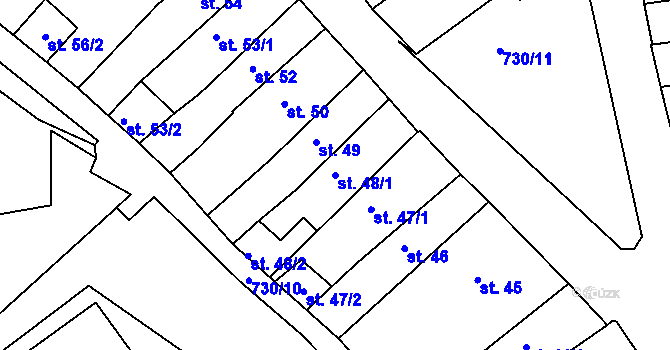 Parcela st. 48/1 v KÚ Broumov, Katastrální mapa