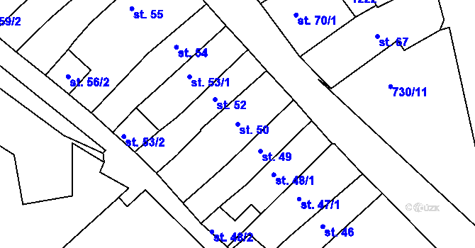 Parcela st. 50 v KÚ Broumov, Katastrální mapa