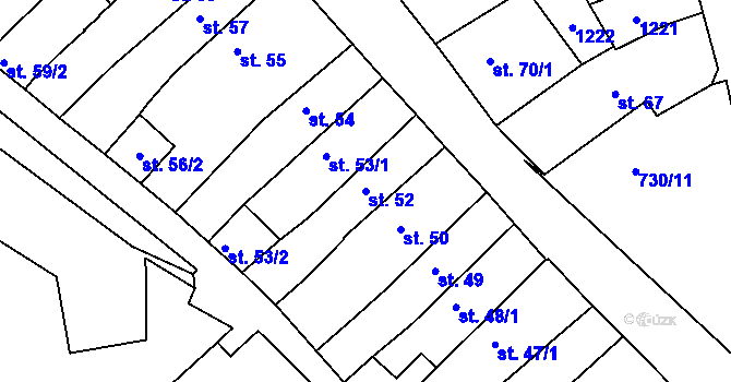 Parcela st. 52 v KÚ Broumov, Katastrální mapa