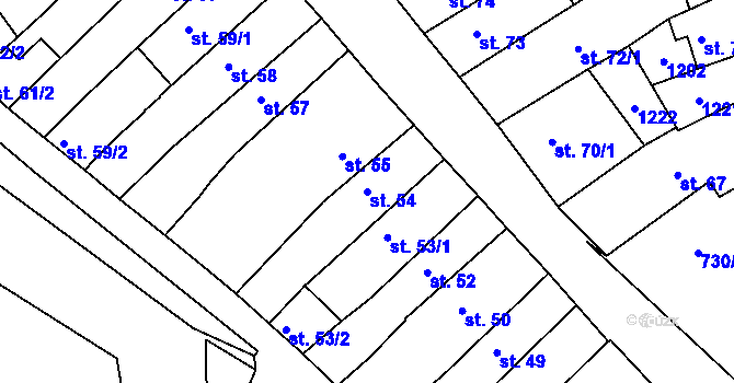 Parcela st. 54 v KÚ Broumov, Katastrální mapa