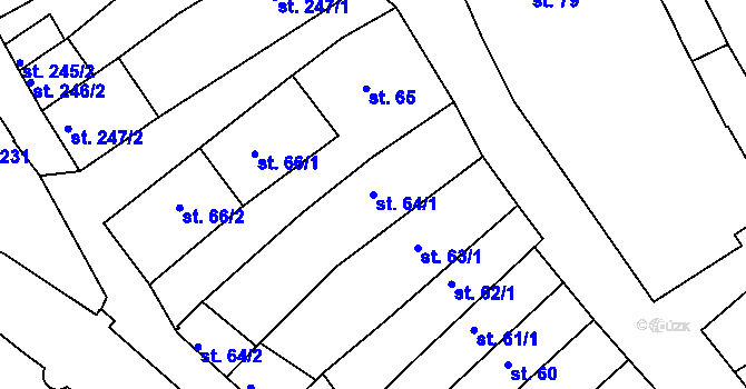 Parcela st. 64/1 v KÚ Broumov, Katastrální mapa