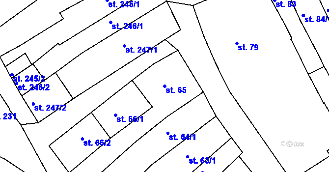 Parcela st. 65 v KÚ Broumov, Katastrální mapa